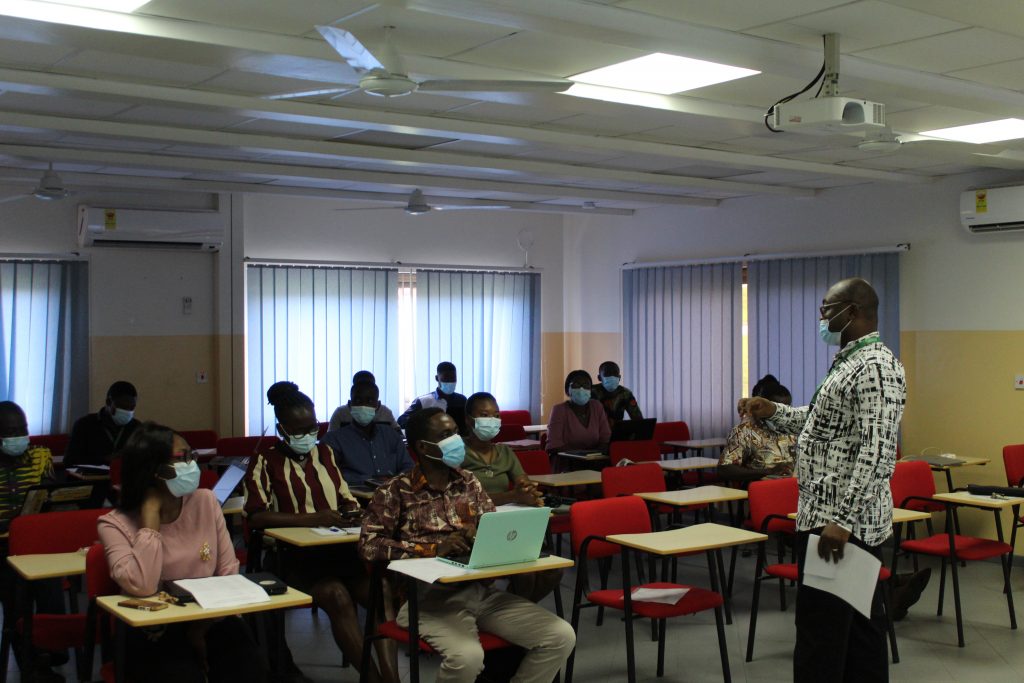 A picture during a biostatistics training meant to equip the research team with skills in data analysis