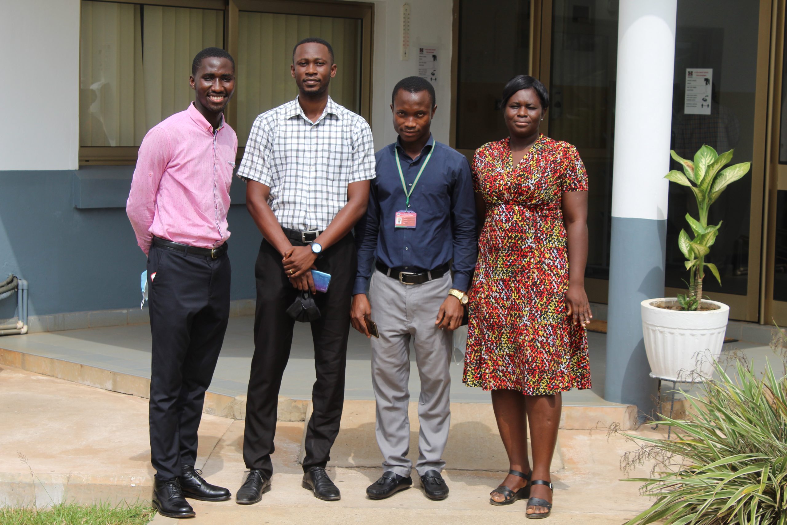 From right to left, Eunice Kuutiero (Data Manager), Michael Agyemang Obeng (Medical Laboratory Scientist), Prince Adu (Medical Laboratory Scientist), Charles Gyasi (Data Entry/ Research Assistant)