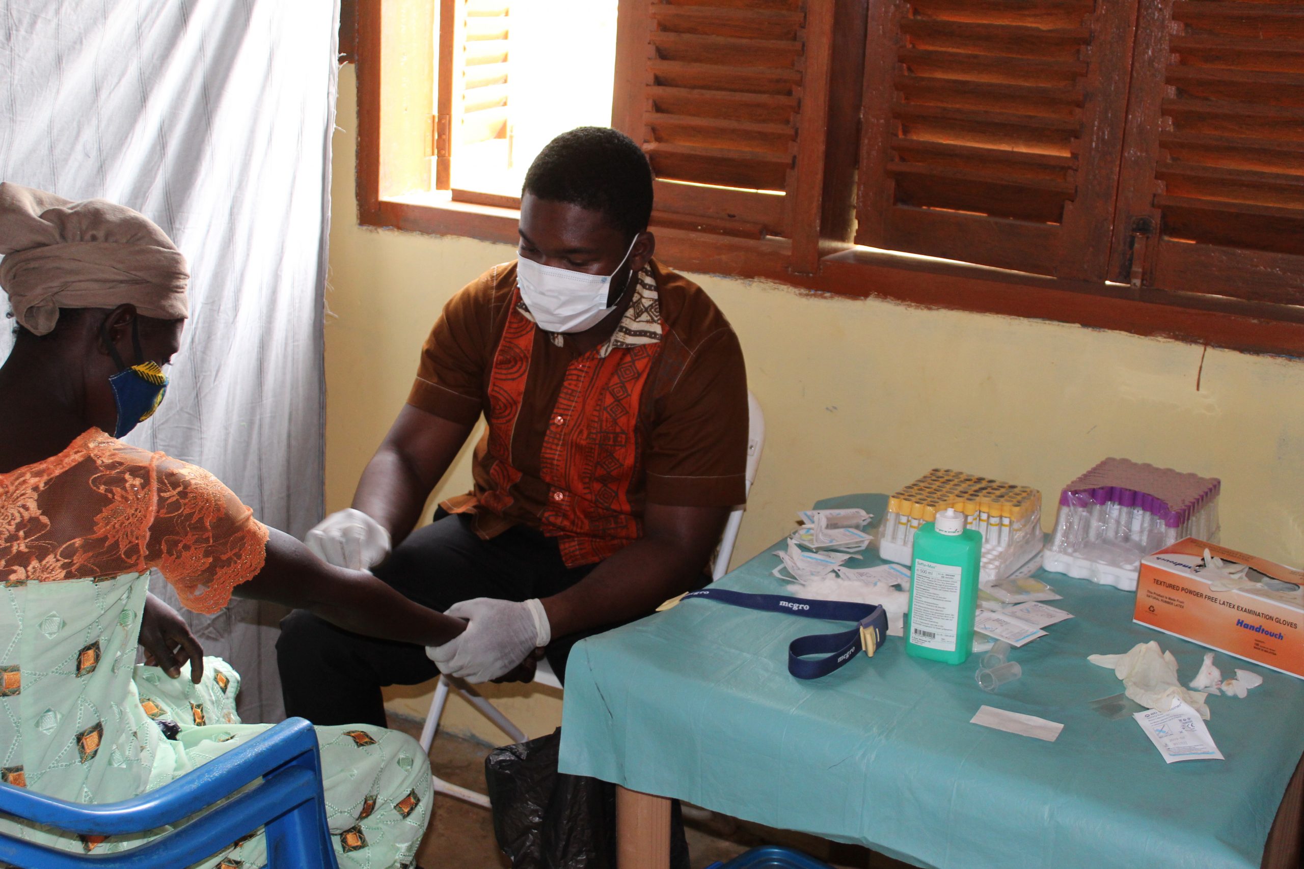 Taking blood samples of study participants on the field for Biochemistry and Haematology analyses and other investigations