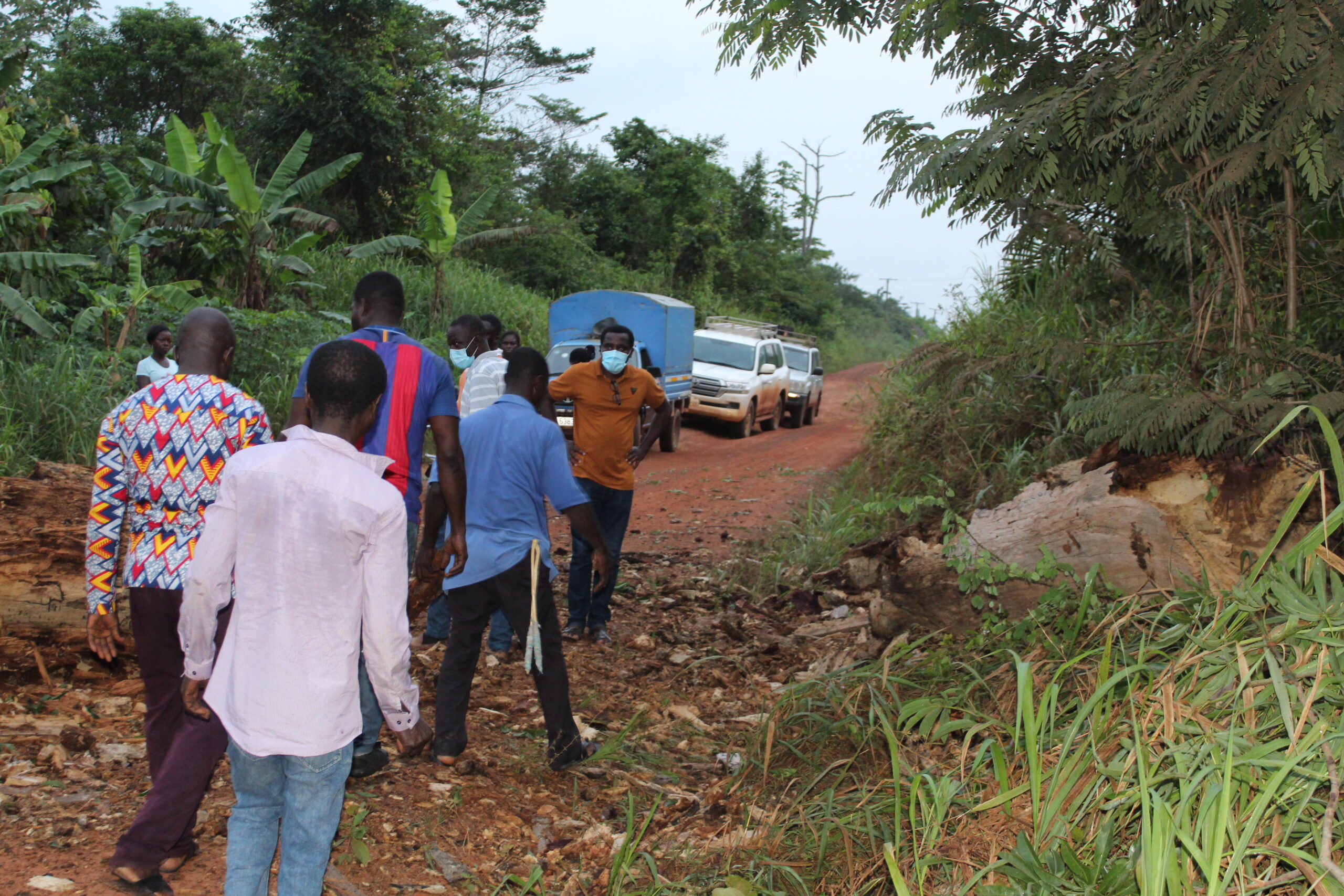 Road cleared for the research team to continue their journey to the study communities
